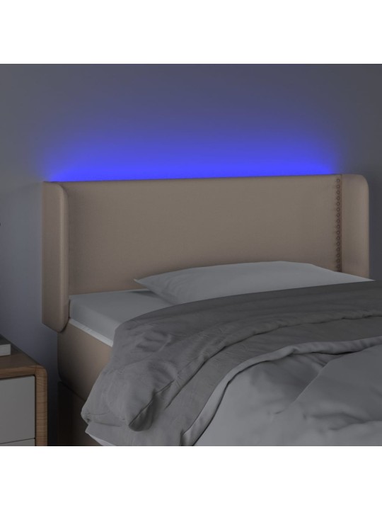 Čelo postele s LED cappuccino 83 x 16 x 78/88 cm umělá kůže