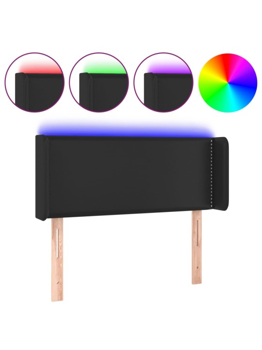 Čelo postele s LED černé 103 x 16 x 78/88 cm umělá kůže