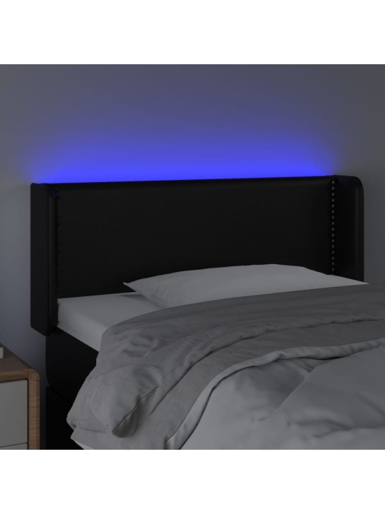 Čelo postele s LED černé 103 x 16 x 78/88 cm umělá kůže