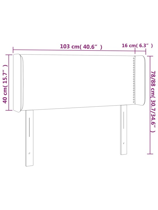 Čelo postele s LED černé 103 x 16 x 78/88 cm umělá kůže