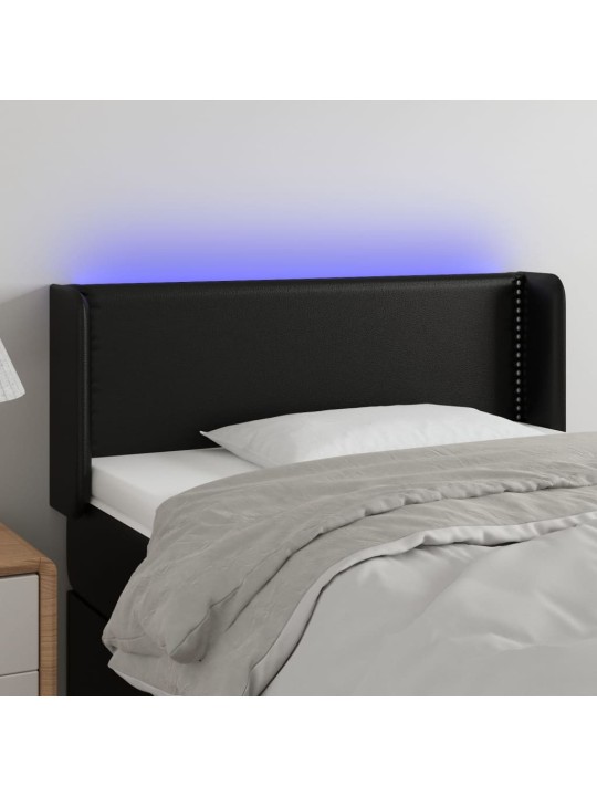 Čelo postele s LED černé 103 x 16 x 78/88 cm umělá kůže