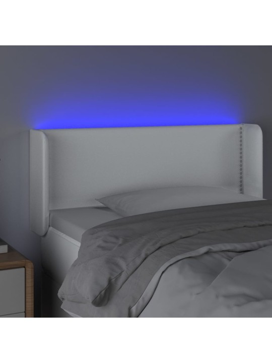 Čelo postele s LED bílé 103 x 16 x 78/88 cm umělá kůže