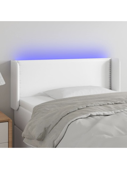 Čelo postele s LED bílé 103 x 16 x 78/88 cm umělá kůže