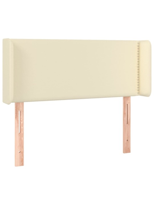 Čelo postele s LED krémové 103 x 16 x 78/88 cm umělá kůže