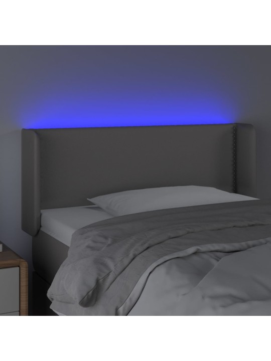 Čelo postele s LED šedé 103 x 16 x 78/88 cm umělá kůže