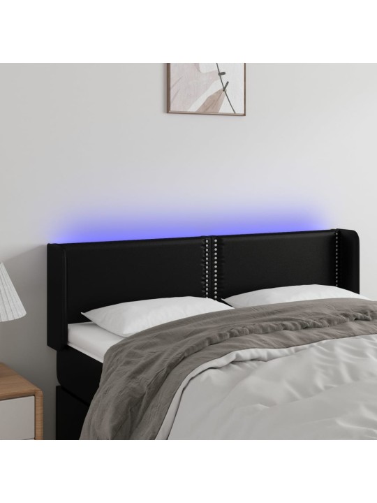 Čelo postele s LED černé 147 x 16 x 78/88 cm umělá kůže