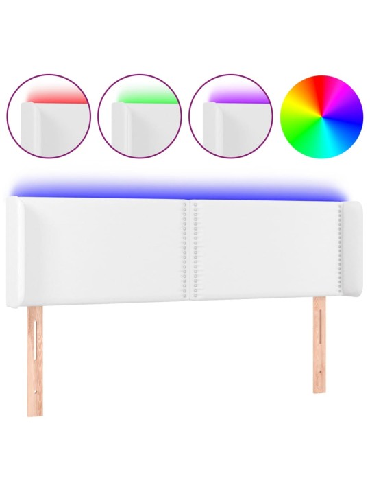 Čelo postele s LED bílé 147 x 16 x 78/88 cm umělá kůže