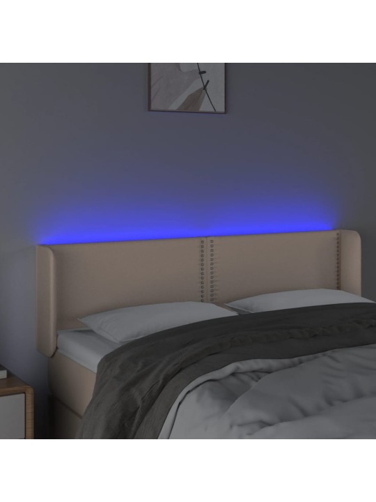 Čelo postele s LED cappuccino 147 x 16 x 78/88 cm umělá kůže