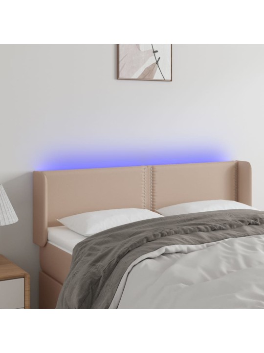 Čelo postele s LED cappuccino 147 x 16 x 78/88 cm umělá kůže
