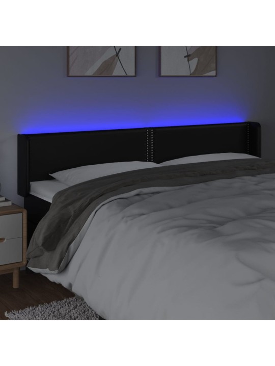 Čelo postele s LED černé 163 x 16 x 78/88 cm umělá kůže