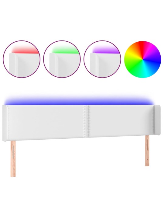 Čelo postele s LED bílé 163 x 16 x 78/88 cm umělá kůže