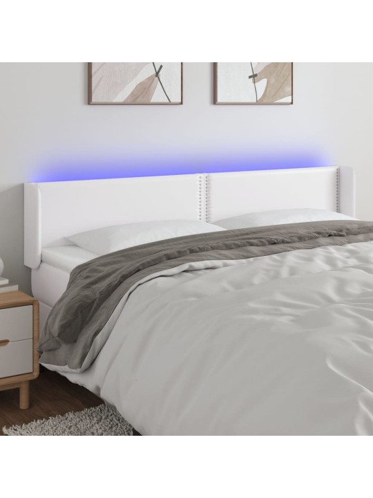 Čelo postele s LED bílé 163 x 16 x 78/88 cm umělá kůže