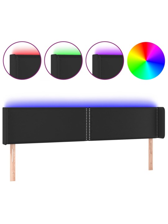 Čelo postele s LED černé 183 x 16 x 78/88 cm umělá kůže