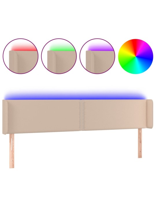 Čelo postele s led cappuccino 183 x 16 x 78/88 cm umělá kůže