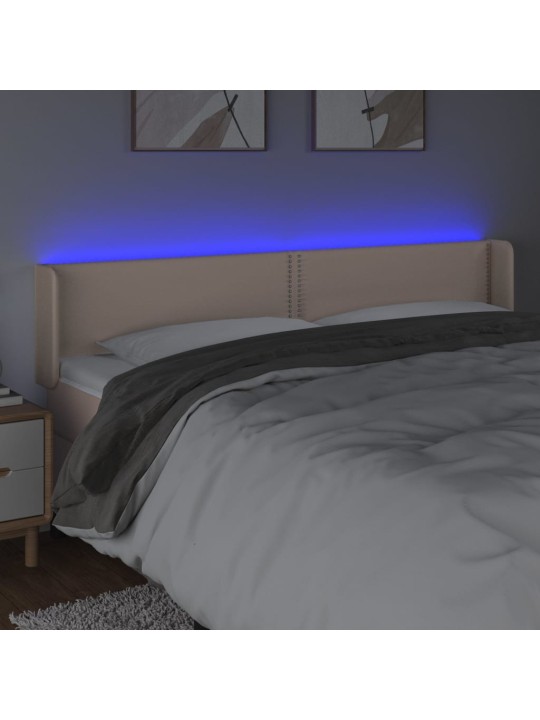 Čelo postele s led cappuccino 183 x 16 x 78/88 cm umělá kůže