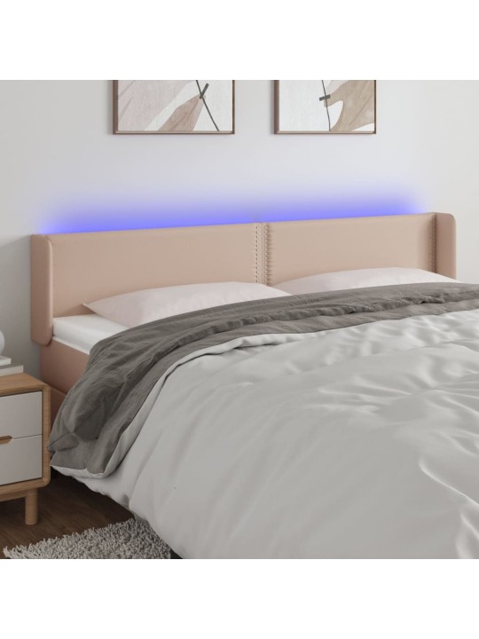 Čelo postele s led cappuccino 183 x 16 x 78/88 cm umělá kůže