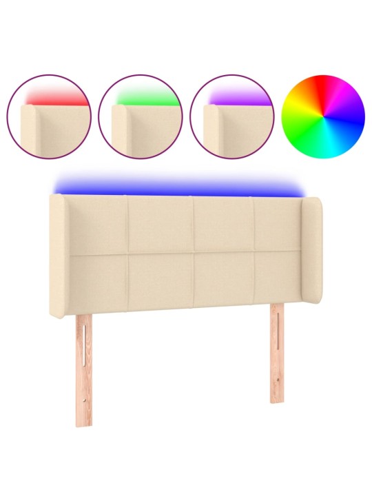 Čelo postele s LED krémové 83 x 16 x 78/88 cm textil
