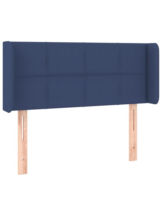 Čelo postele s LED modré 93 x 16 x 78/88 cm textil