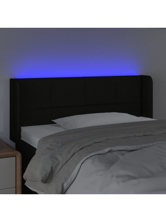 Čelo postele s LED černé 103 x 16 x 78/88 cm textil