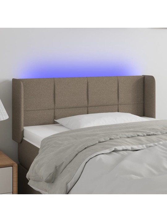 Čelo postele s LED taupe 103 x 16 x 78/88 cm textil
