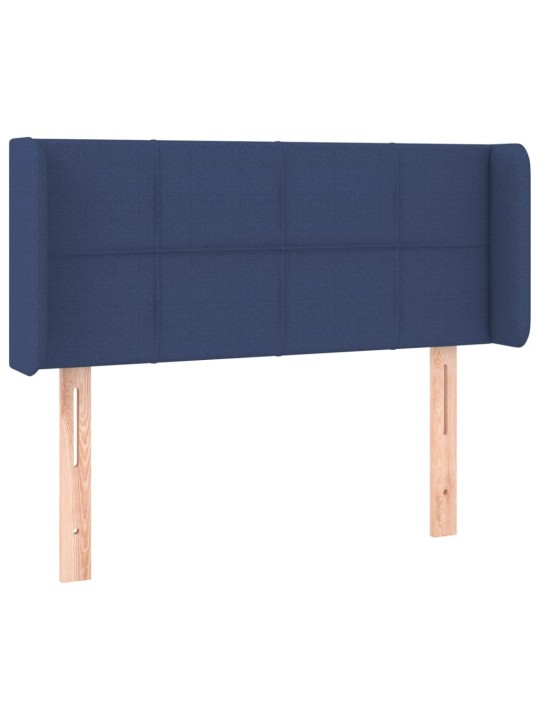 Čelo postele s LED modré 103 x 16 x 78/88 cm textil