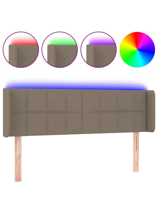 Čelo postele s LED taupe 147 x 16 x 78/88 cm textil