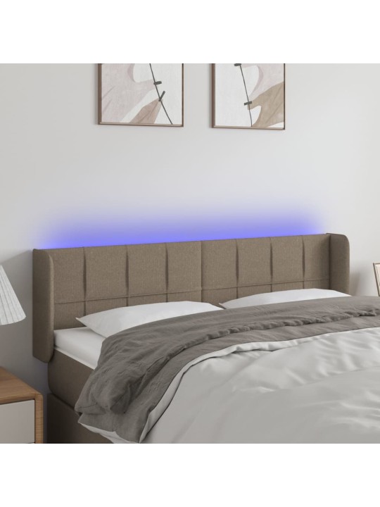 Čelo postele s LED taupe 147 x 16 x 78/88 cm textil