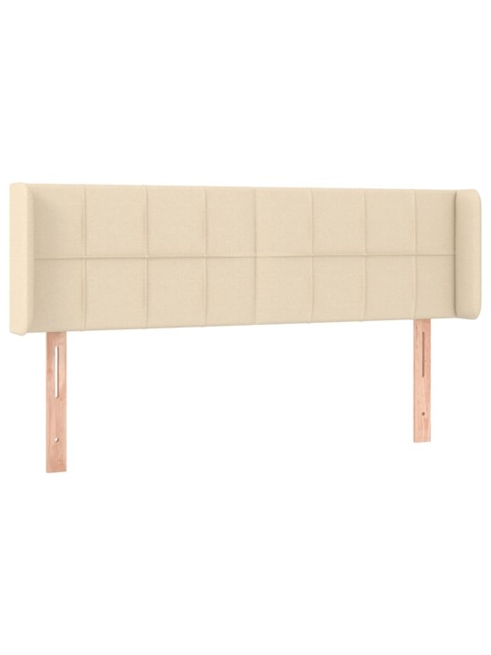 Čelo postele s LED krémové 147 x 16 x 78/88 cm textil