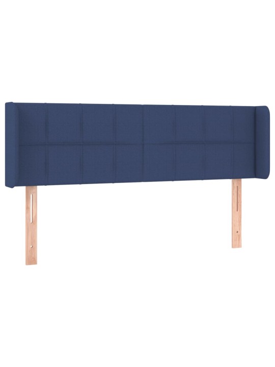 Čelo postele s LED modré 147 x 16 x 78/88 cm textil