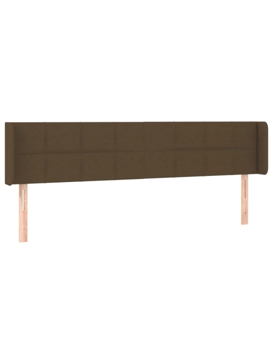 Čelo postele s led tmavě hnědé 163 x 16 x 78/88 cm textil