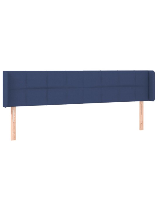 Čelo postele s LED modré 163 x 16 x 78/88 cm textil
