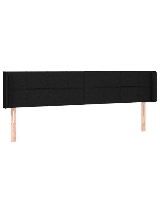 Čelo postele s LED černé 183 x 16 x 78/88 cm textil