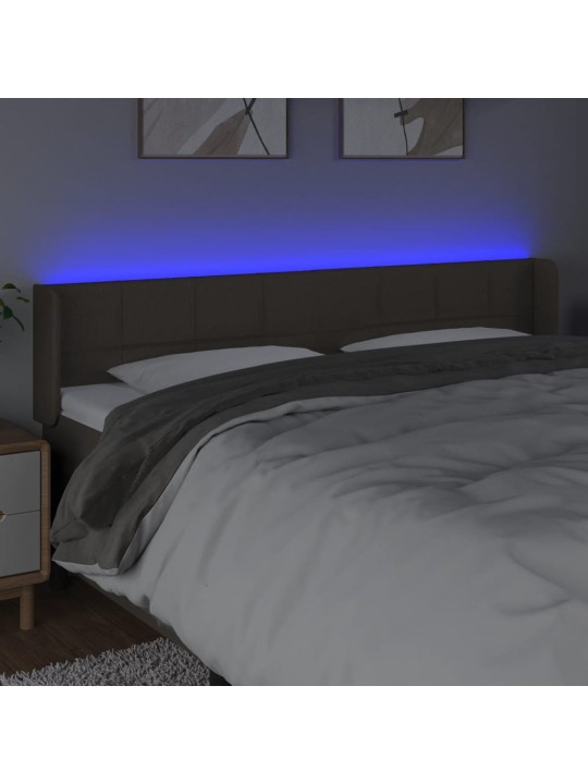 Čelo postele s LED taupe 183 x 16 x 78/88 cm textil