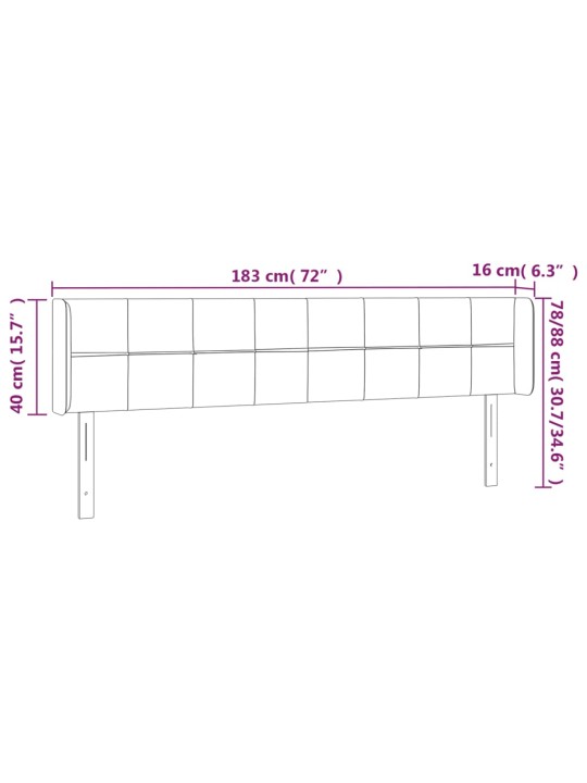 Čelo postele s LED taupe 183 x 16 x 78/88 cm textil
