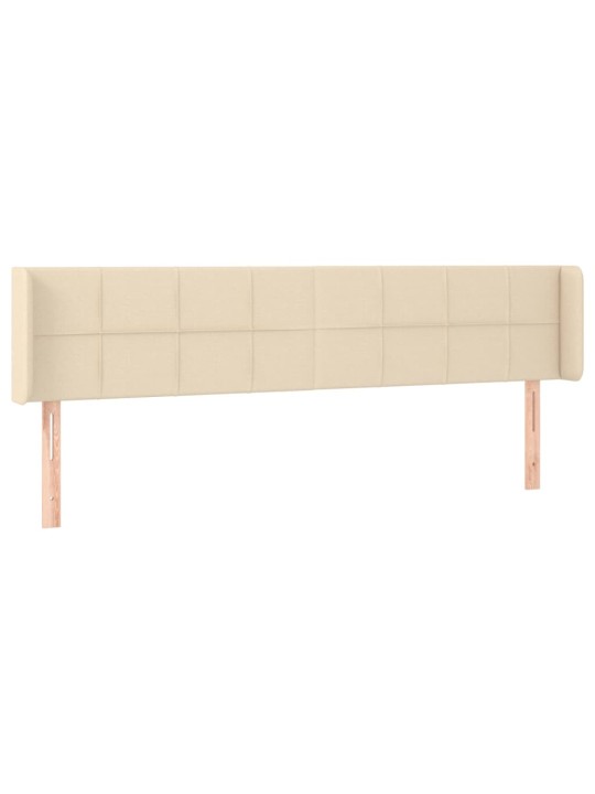 Čelo postele s LED krémové 183 x 16 x 78/88 cm textil