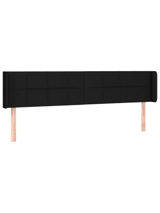 Čelo postele s LED černé 203 x 16 x 78/88 cm textil