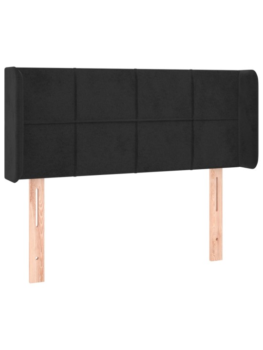 Čelo postele s LED černé 103 x 16 x 78/88 cm samet