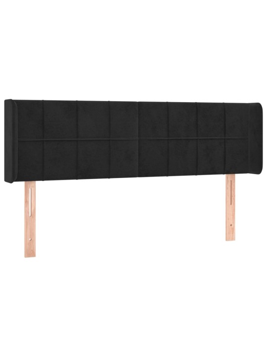 Čelo postele s LED černé 147 x 16 x 78/88 cm samet