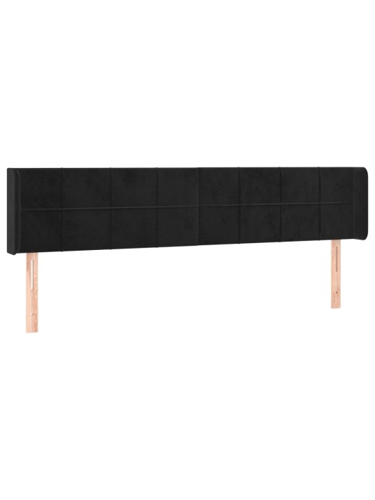 Čelo postele s LED černé 163 x 16 x 78/88 cm samet