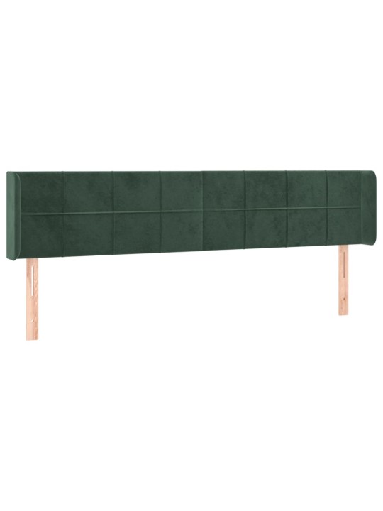 Čelo postele s led tmavě zelené 183 x 16 x 78/88 cm samet
