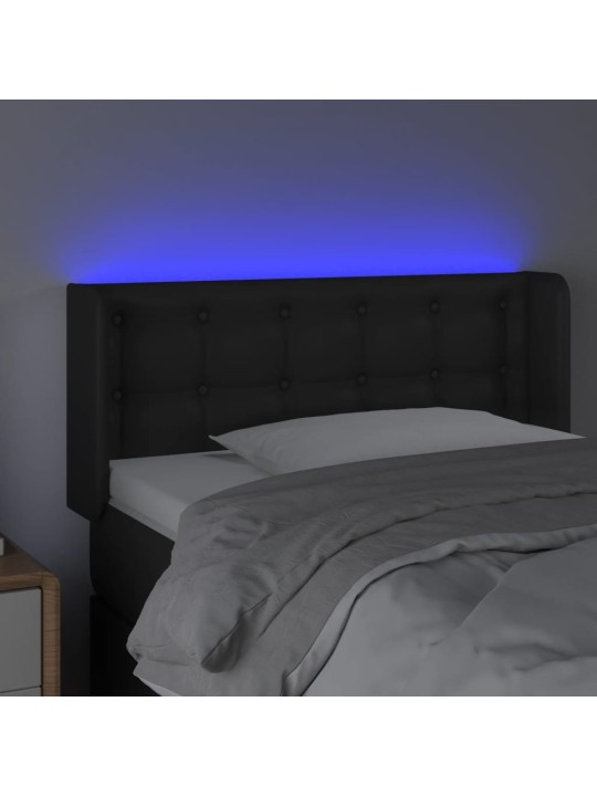 Čelo postele s LED černé 83 x 16 x 78/88 cm umělá kůže