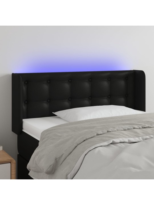 Čelo postele s LED černé 83 x 16 x 78/88 cm umělá kůže