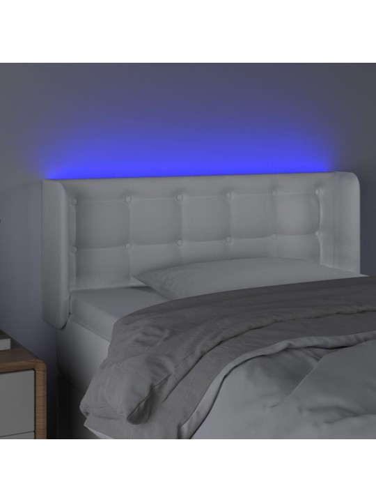 Čelo postele s LED bílé 83 x 16 x 78/88 cm umělá kůže