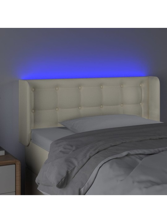 Čelo postele s LED krémové 83 x 16 x 78/88 cm umělá kůže