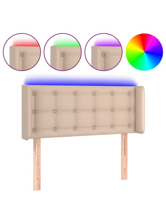 Čelo postele s LED cappuccino 83 x 16 x 78/88 cm umělá kůže