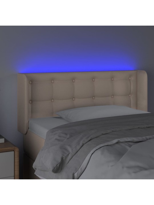 Čelo postele s LED cappuccino 83 x 16 x 78/88 cm umělá kůže