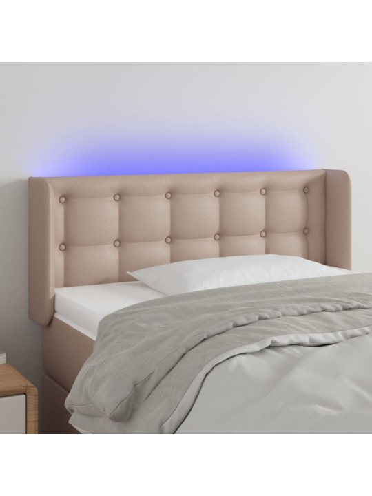 Čelo postele s LED cappuccino 83 x 16 x 78/88 cm umělá kůže