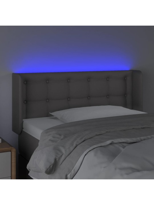 Čelo postele s LED šedé 93 x 16 x 78/88 cm umělá kůže