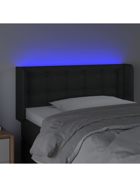 Čelo postele s LED černé 103 x 16 x 78/88 cm umělá kůže