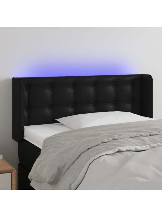 Čelo postele s LED černé 103 x 16 x 78/88 cm umělá kůže